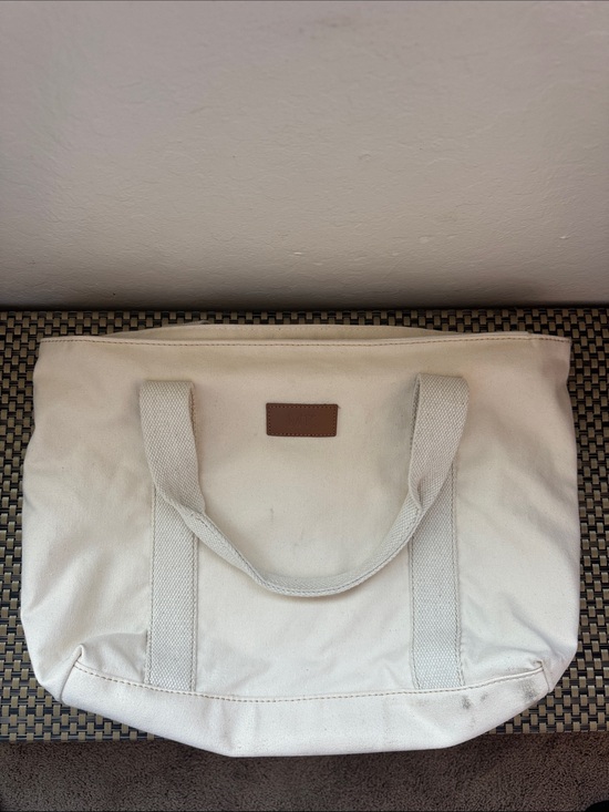 Handbags - Canvas Tote Bag in Cream - Casual Everyday Handbag